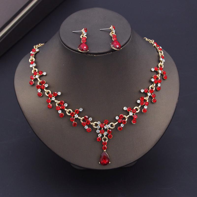 Luxury Purple Crystal Bridal Jewelry Sets for Women Earring Wedding Choker Necklace Set Bride Jewelry Sets Accessories