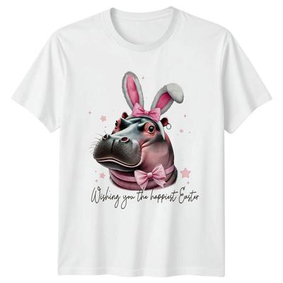 Wishing You The Happiest Unisexs TShirt Hippo Bunny Easter