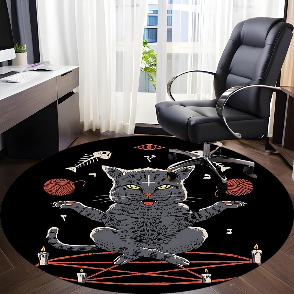1pc Witchcraft Paganism Office Round Area Rug, Indoor Mat Suitable ForOffice, Under Office Chairs Bedroom Living Room Home Decor, Room Deco u18