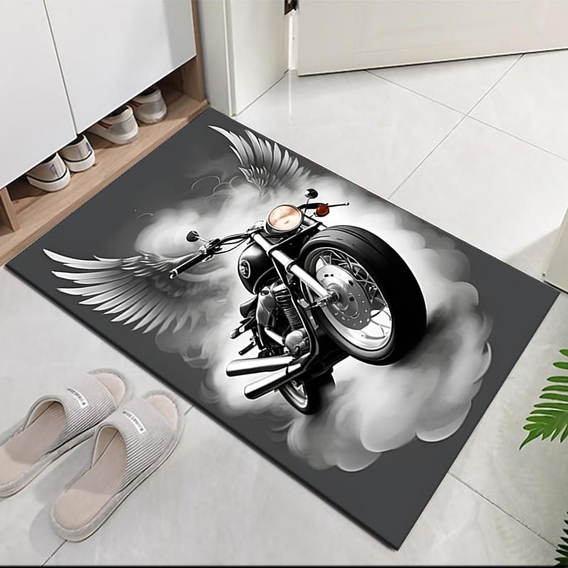 Motorcycle Printed Carpet, for Office Chair Living Room Bedroom Kitchen Room Decor Gifts.
