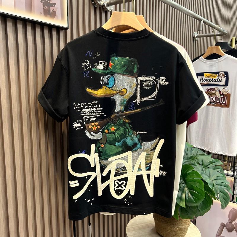 Men's Trendy Cartoon Print Short-Sleeve T-Shirt - Summer Fashion Casual Round Neck