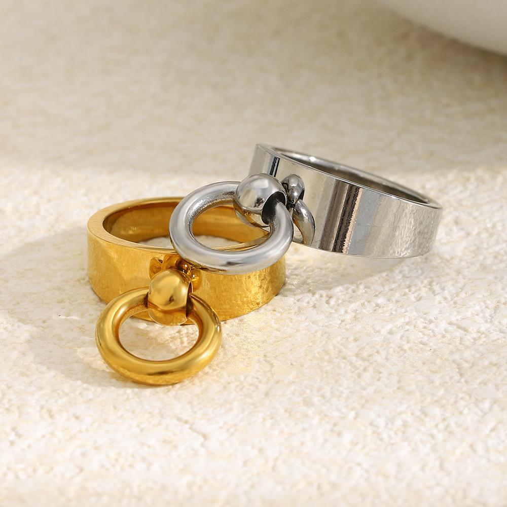 MamacitaSlay Двойное круглое кольцо из нержавеющей стали 316L с покрытием 18K золотом, водостойкие украшения, кольца для мужчин и женщин, креативные, крутые, DIY, подарки