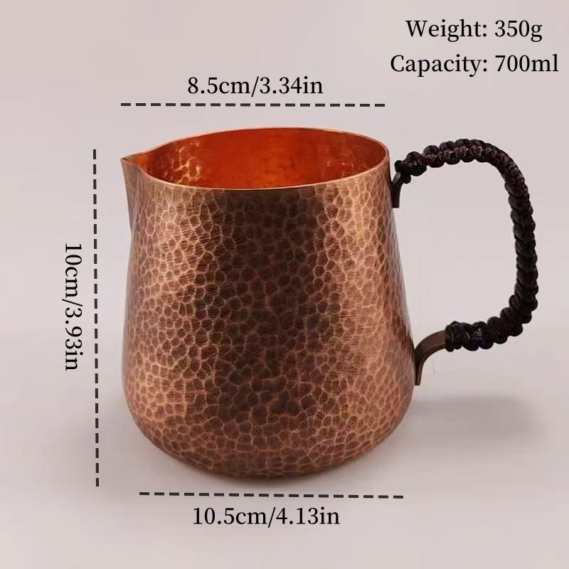 Винтажная медная кофейная кружка, кружка Moscow Mule, утолщенная, большого размера, текстура молотка, плетеная ручка, 700 мл, пивная кружка, чайная кружка, посуда