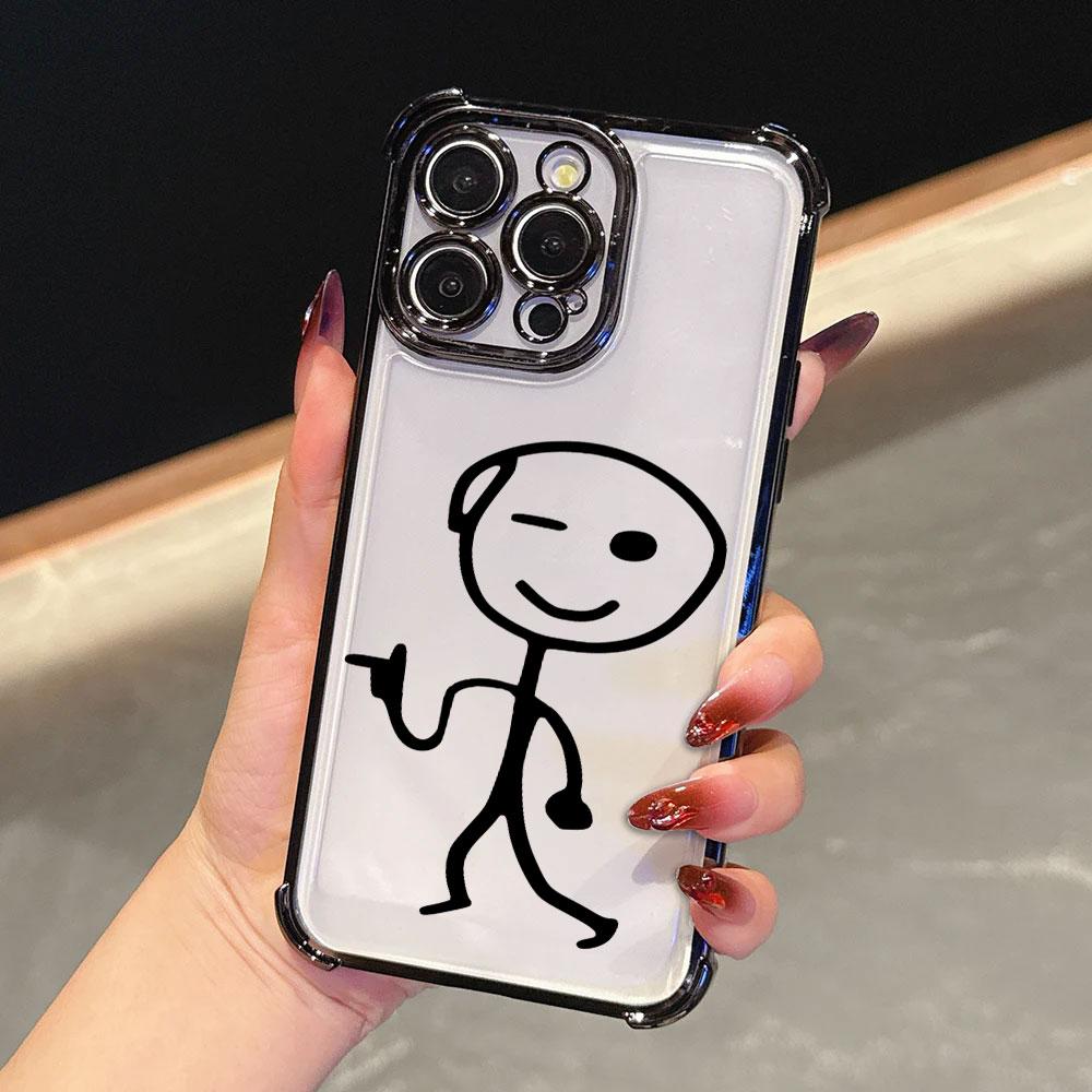 Stickman Case For Samsung Galaxy A57 A37 A07 A17 A56 5G A55 A54 A52 A36 A34 33 A73 A26 A25 A16 A06 Middle Finger Man Phone Cover