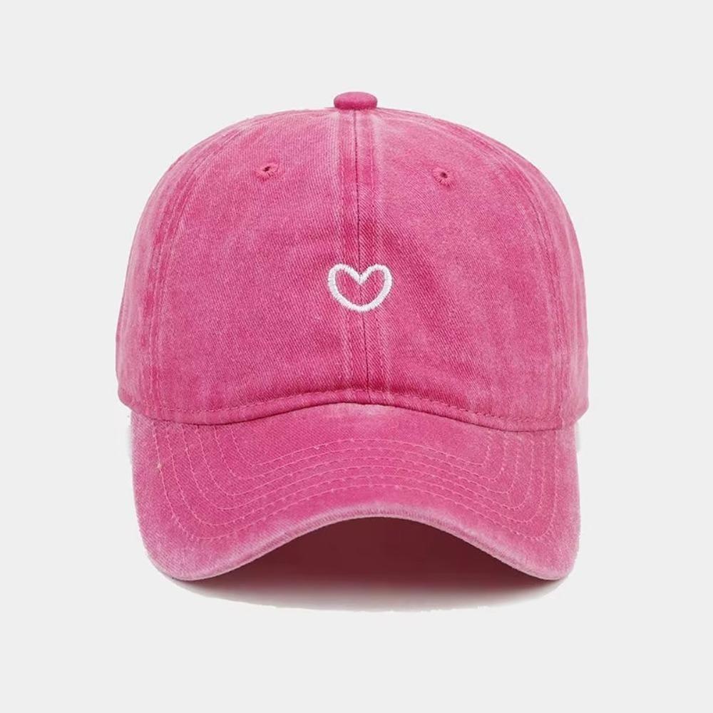 Washed Cotton Sun Hat Embroidered Love Sunscreen Cap Casual Baseball Cap Women Men