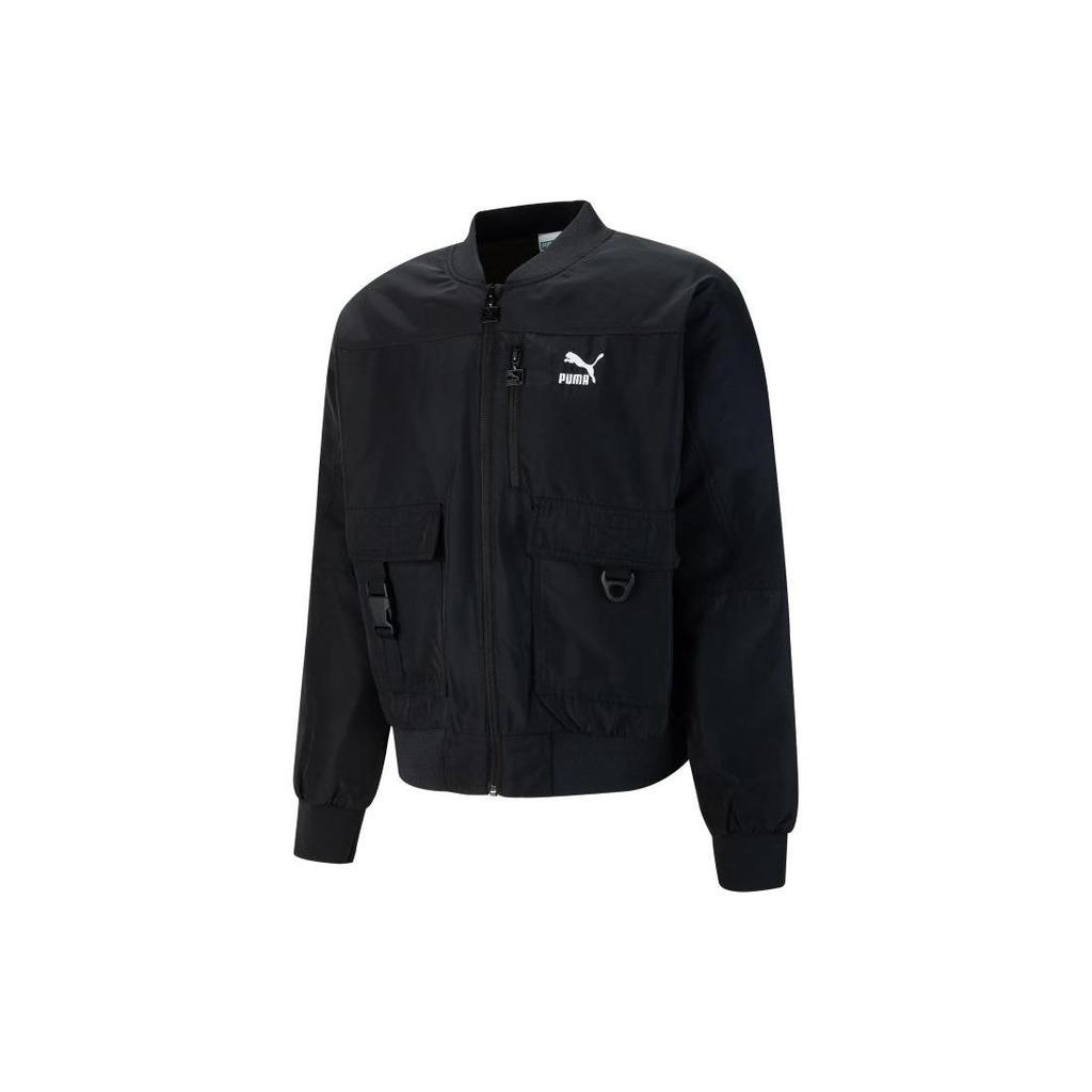 Puma Solid Color Print Logo Zip Jacket Men Outerwear Black 535584-01