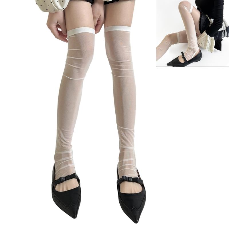 Women's Leg Warmer Summer Sheer Mesh Leg Sleeves Harajuku Leg Cover Stockings Fashion Ankle Heap Socks Long Boot Socks