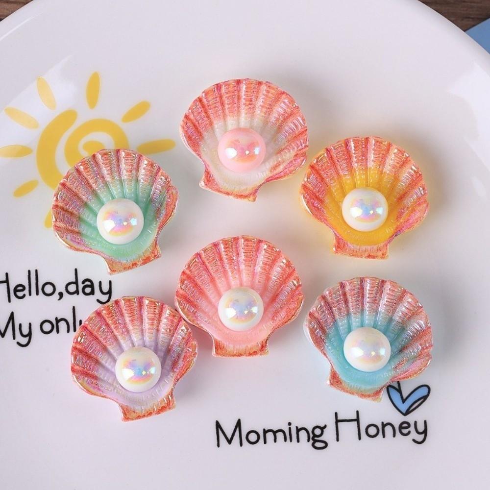 6pcs Ocean Inspired Resin Shells Accessories Pearl Mini Jewelry Making Charms Cute Shiny DIY Accessories DIY Accessories