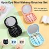 6Pcs Makeup Brushes Set with Mirror and Storage Box Portable Cosmetic Powder Foundation Blush Blending Concealer Makeup Brushes