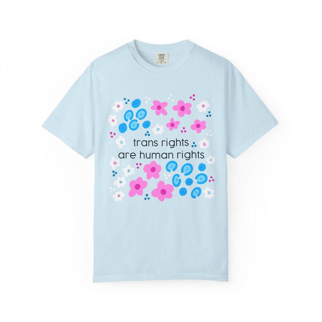 trans rights are human rights T-shirt | floral trans pride design