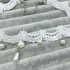 Gothic Women Lace Pendant Bride White Pearl Necklace Choker Collar