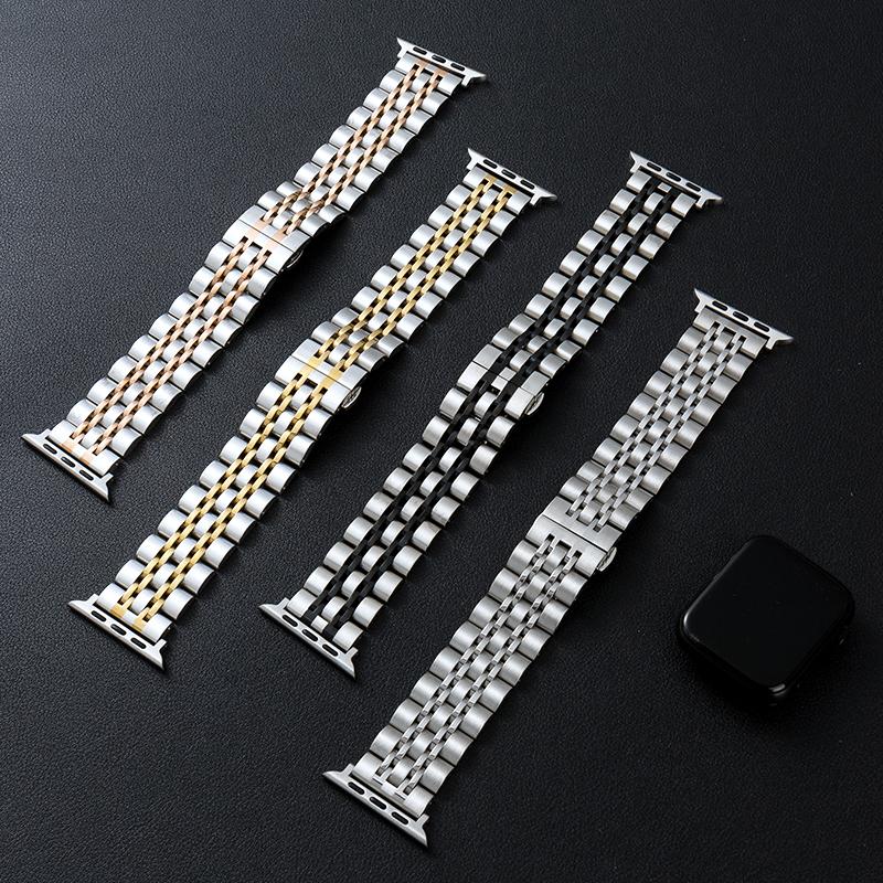 Ремешок из нержавеющей стали для Apple Watch Series 10 9 8 7 6 5 SE, браслет для iWatch 46 мм 42 мм 45 мм 49 мм, цельнометаллический ремешок