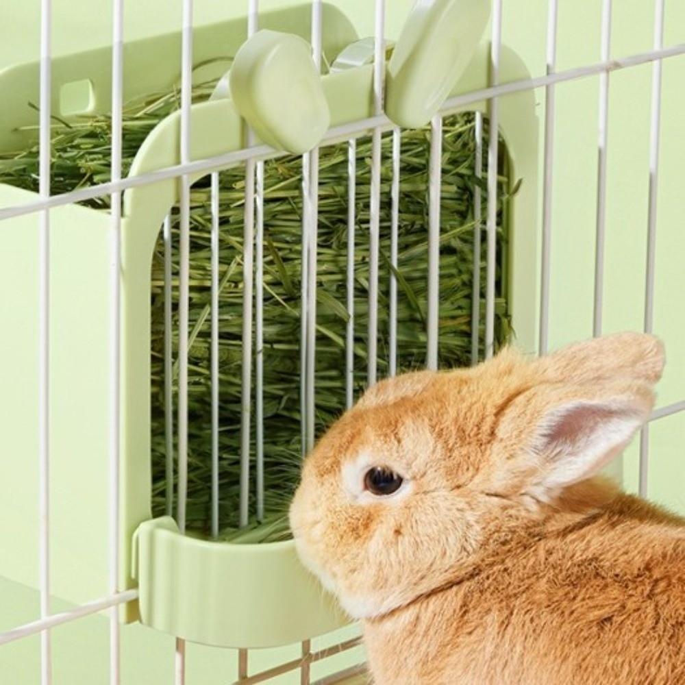 Large Capacity Hay Feeder Wall Hanging Grass Rack Practical Food Bowl Holder Indoor Rabbit Cage
