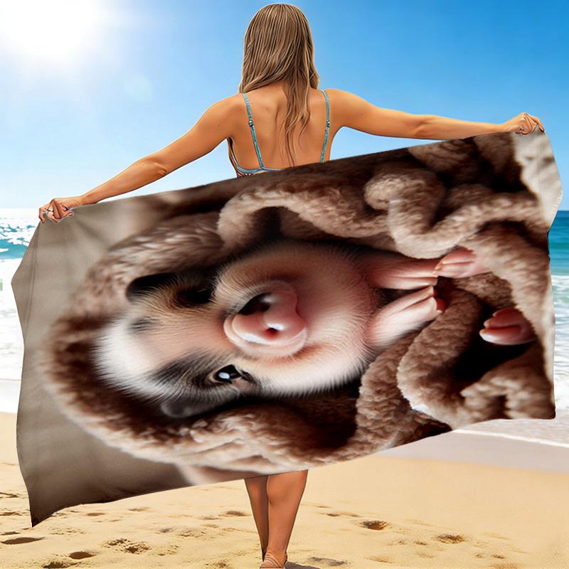1Pc Cuddly Piglet Blanket Beach Towel, Quick Dry, Multi-Use for Beach Pool Gym Yoga Home Travel, Christmas, Halloween, Xmas Gift S92919