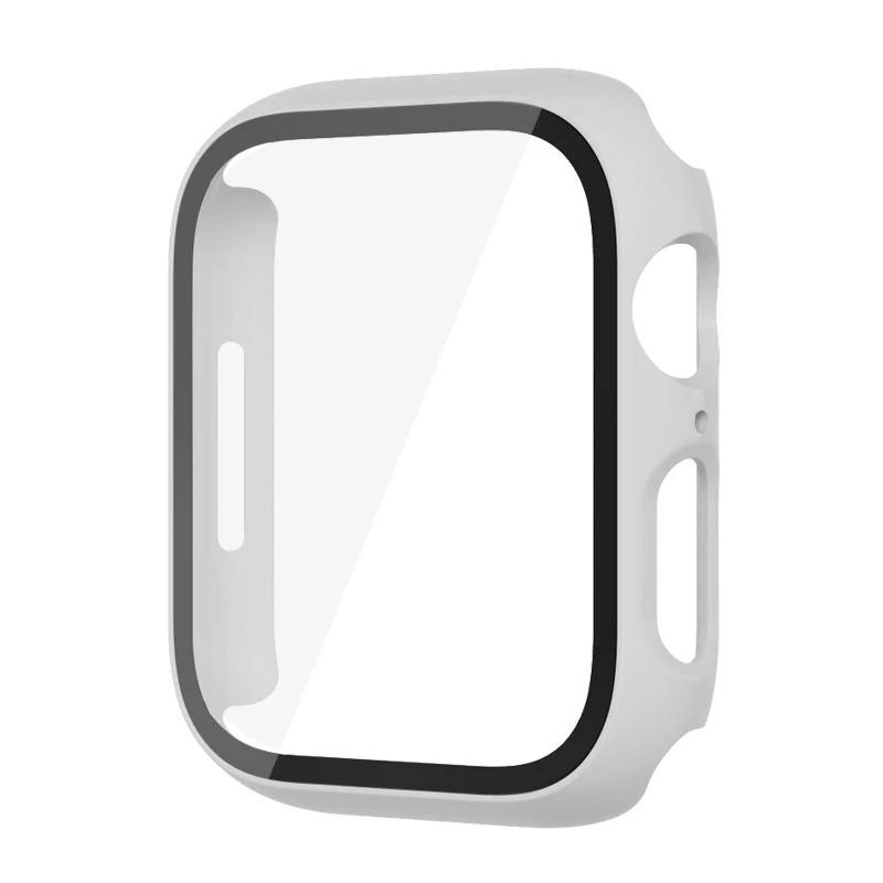 Стекло+Чехол для Apple Watch корпус 44мм 40мм 45мм 41мм 42мм 38мм ремешок Защитное стекло iwatch series 9 8 7 SE 3 корпус Аксессуары