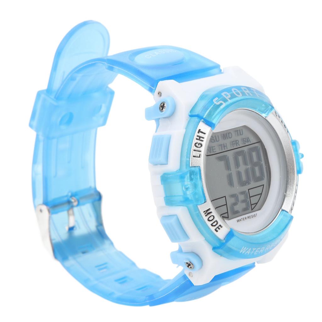 Digital Chronograph Watch Girls Student Electric Waterproof PU Strap for Swimming Sports with