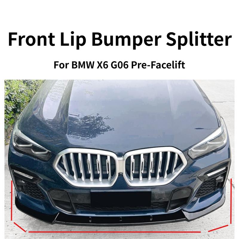 Front Lip Splitter Bumper Body Kit For BMW X6 G06 Pre-Facelift M Sport 2019-2022 Exterior Styling Modification Accessories