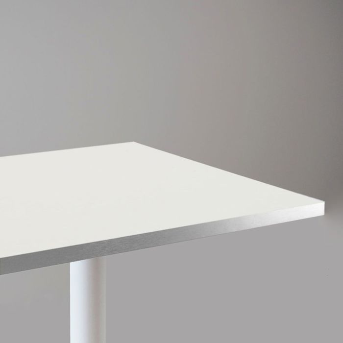 Mange-debout 60 x 60 cm - modèle Round pied blanc blanc chants inox
