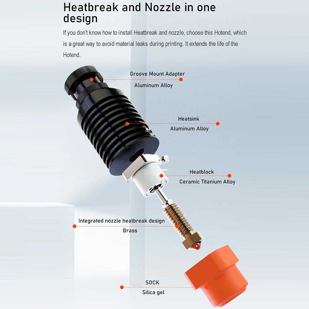 Комплект Trianglelab TD6S Hotend с керамическим нагревательным кольцом + сопло V6, совместимое с 3D-принтером Voro