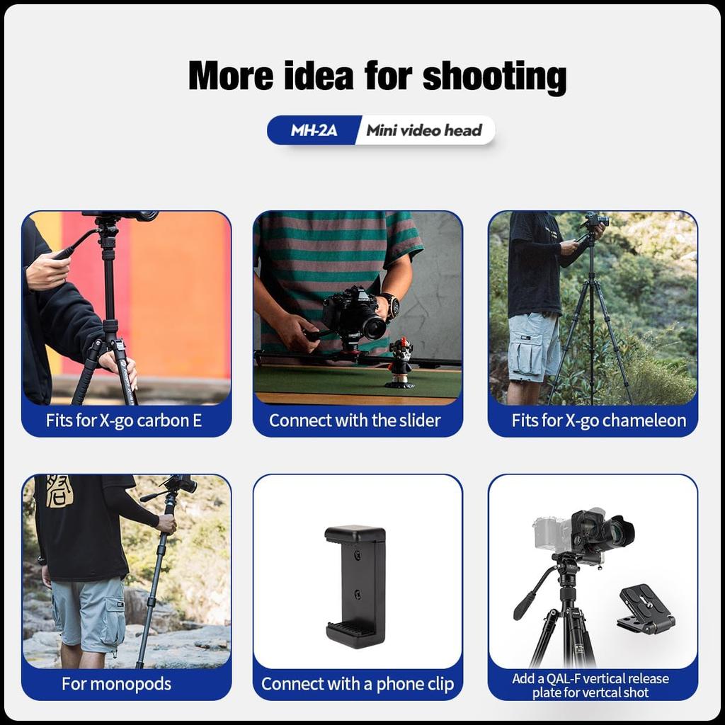 Fotopro Video Tripod Head with Quick Release Plate and Adjustable Maximum Load Capacity of for Compact Camcorders and Digital SLR Black MH-2A Pan-Tilt