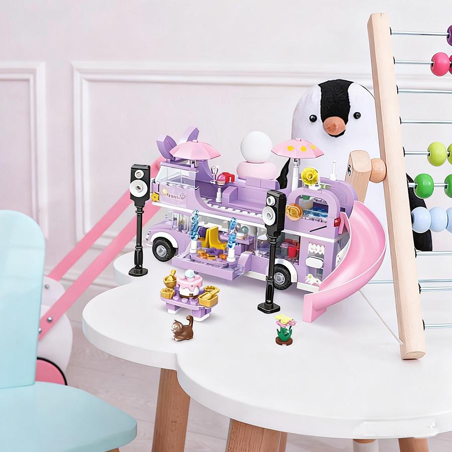 486 шт. Подружки Двухэтажный Звездный Кролик Автобус Строительные блоки Игрушки STEM Кирпичики Фигурки Цветок Игрушки на Рождество для девочек