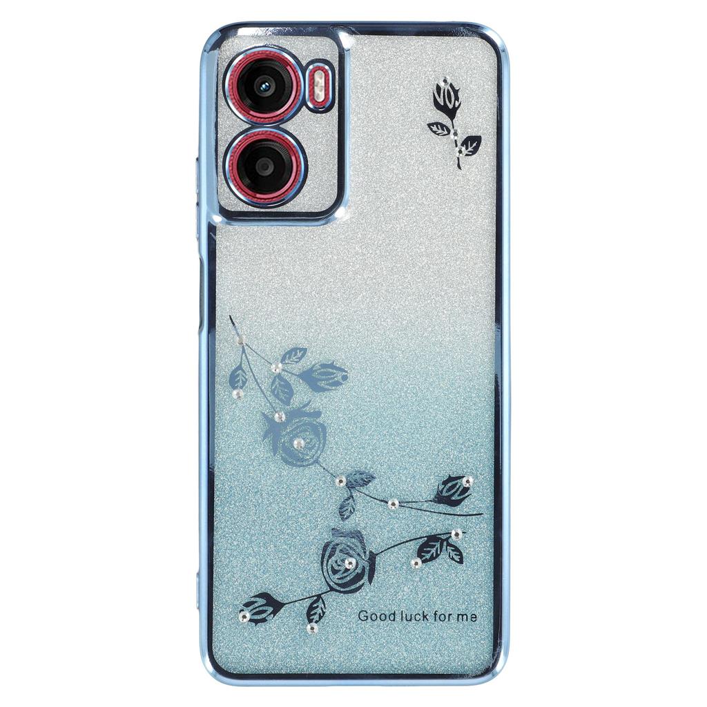 KADEM For Motorola Moto G05 4G/E15 4G Case Ring Kickstand TPU Flowers Phone Cover Gradient Glitter