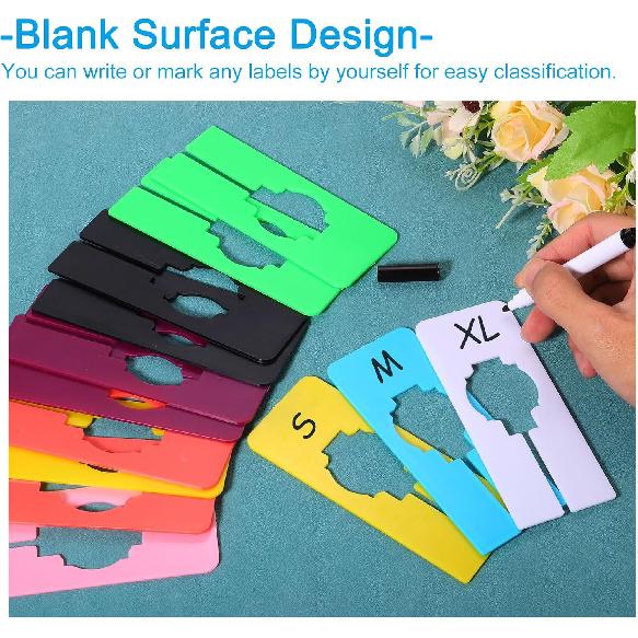 PATIKIL Clothes Dividers for Hanging Clothes, 8 Pack Rectangle Clothing Rack Dividers Blank Labels Sorting Separator with Marker Pen for Closet, Pink
