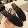 Fashion Ladies Shoes 2024 New Closed Toe Slip On Women's Slippers Summer Breathable Mesh Solid Light Flat Casual Comfortable Slippers