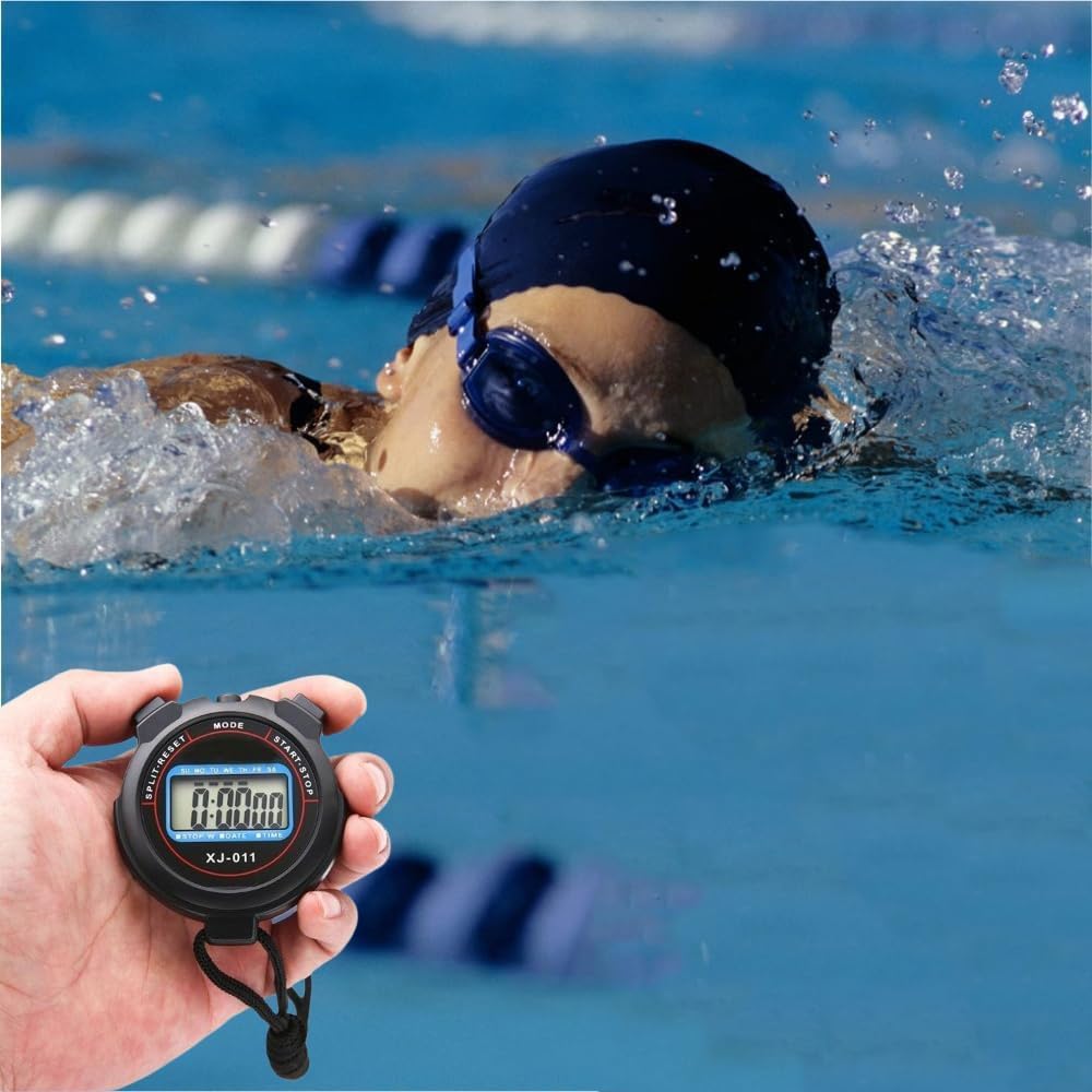 Phyxiul Stopwatch Sports Large Screen Split Timer Alarm Clock Intermittent Training Timer Outdoor Split Stopwatch Countdown Waterproof Rainproof