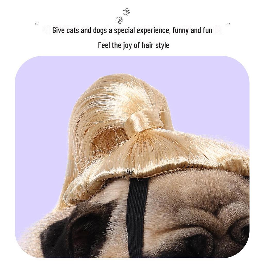 Universal Pet Wigs: Cute High Ponytail Hair Accessories for Cats and Dogs - Perfect for Christmas and Holiday Parties