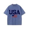 Usa Letters American Flag Stars And Stripes Mens Clothing Loose T-shirt Autumn Pullover T-shirt Retro Washed Vintage T-shirt