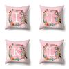 Полиэстеровая наволочка Розовый цветок Домашнее украшение Принт 26 английских букв Наволочка для подушки