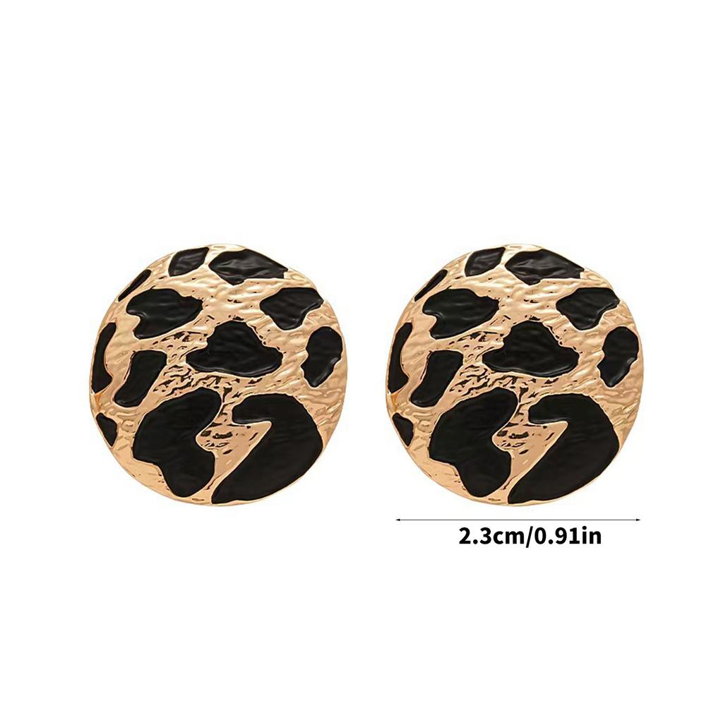 Leopard Print Round Earrings Alloy Sensitive Skin Friendly Earrings Jewelry Gift for Women Girls Dainty Accessories