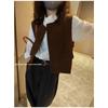 Spring Autumn Layered Fogn Style Cardigan Top Corduroy Vest for Women Versatile