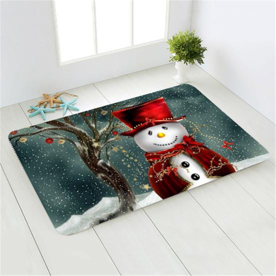 Floor Mat Christmas Theme Pattern Non Slip Flannel Front Door Entrance Mat Home