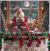 Christmas Party Decor Santa Claus Reindeer Scene Photography Background Winter Snow Xmas Tree Festival Gift Supplies Photo Props879