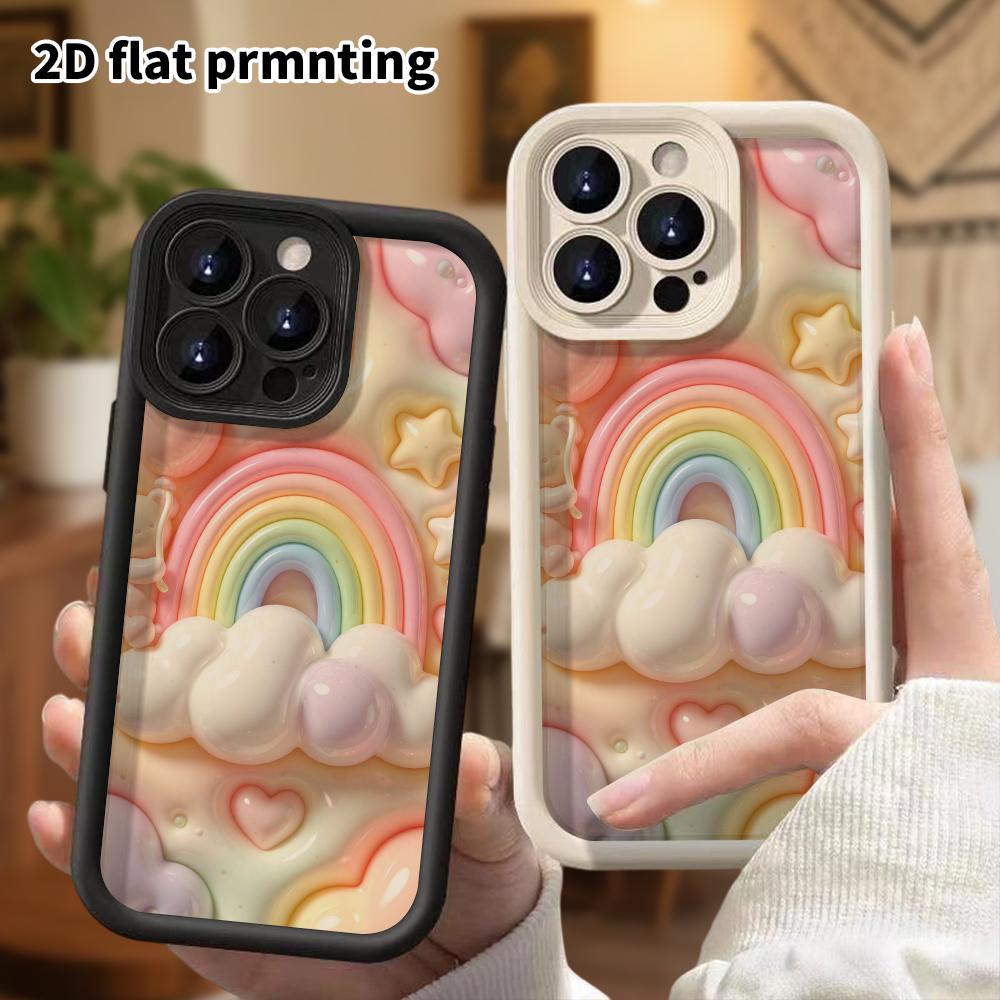 Чехол для телефона: 2D плоский дизайн, подходящий для защитного чехла iPhone 18 17 16 15 14 13 Pro, радужный мишка, идеальный подарок на Рождество и Хэллоуин