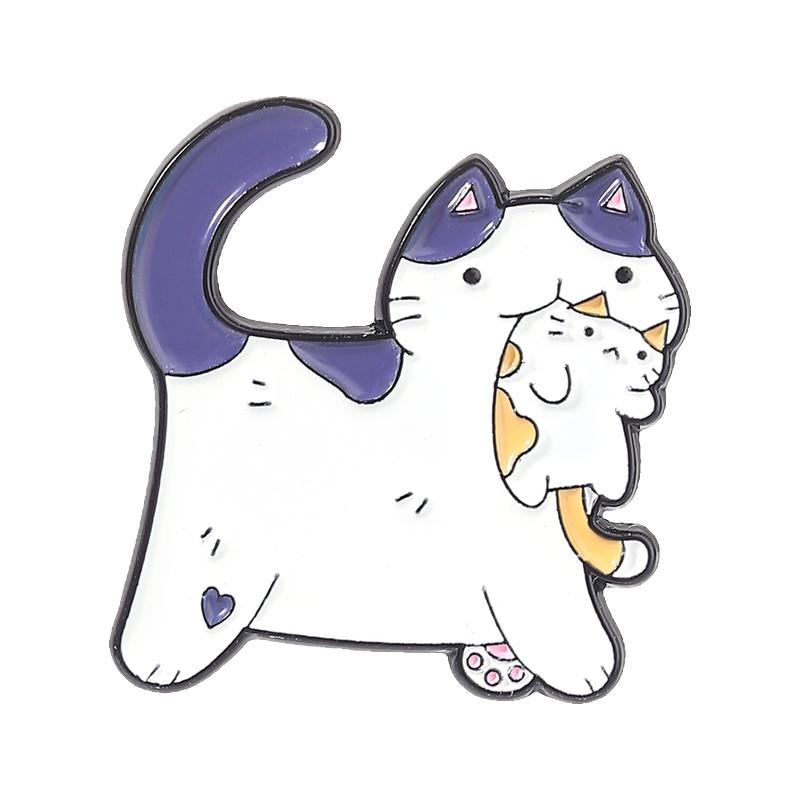 Mommy Cats Enamel Pins Cartoon Kitten Baby Animal Brooches Lapel Badge Cute Sweet Pet Jewelry Gift for Friends
