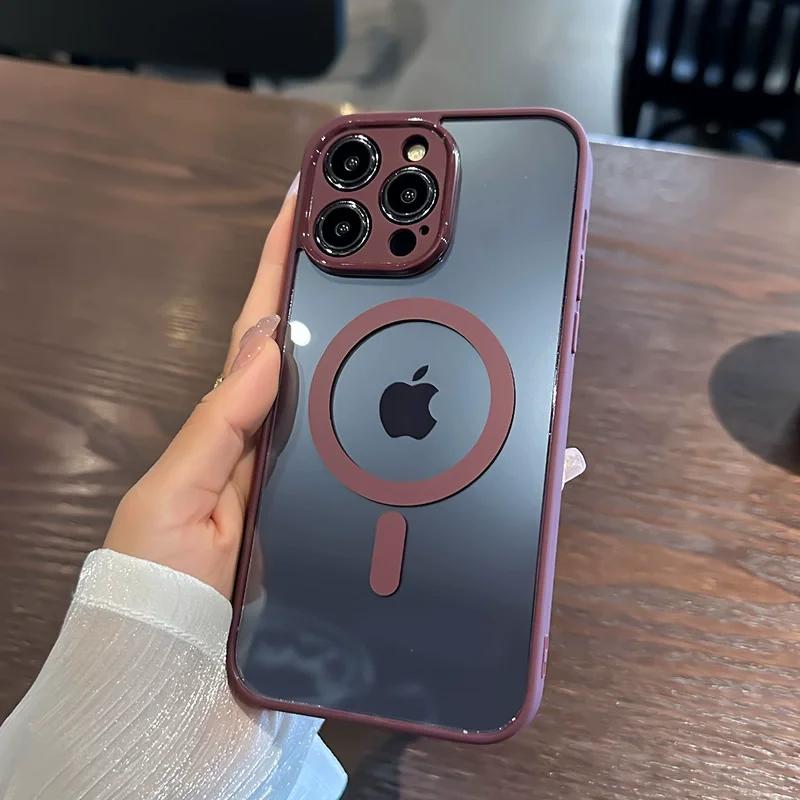 Роскошный магнитный чехол для беспроводной зарядки Magsafe для iPhone 15 14 13 12 11 Pro Max противоударный прозрачный чехол