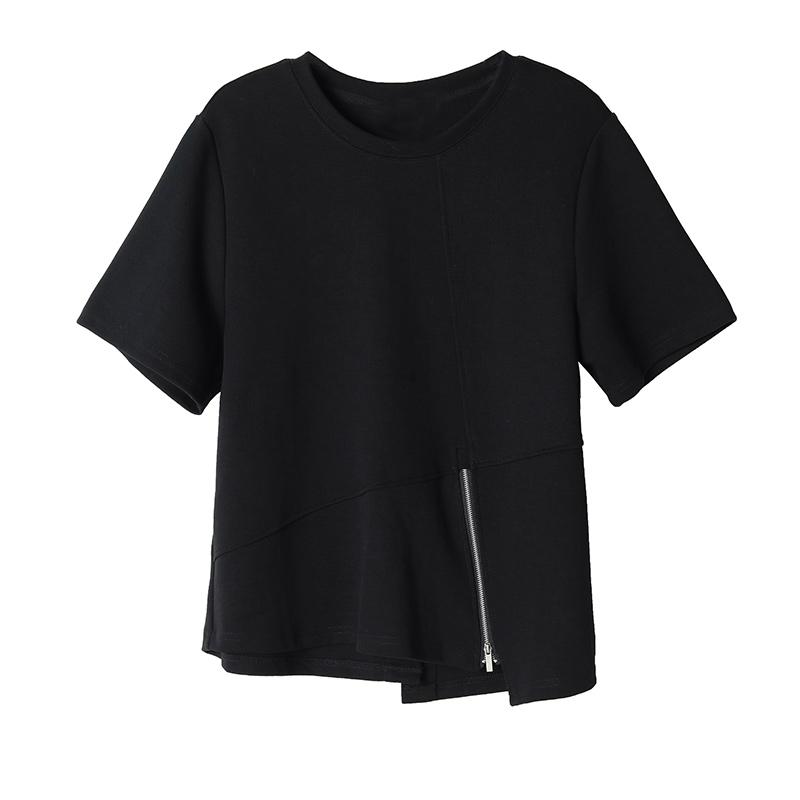 Dimanaf 2025 Новые летние футболки больших размеров, модные женские асимметричные свободные топы с коротким рукавом