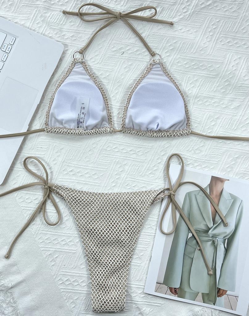 Women's Swimwear Sexy Halter Low Waist Side Tie Thong Swimwear Brazilian Swimwear Bikini Beachwear Bathing Suits