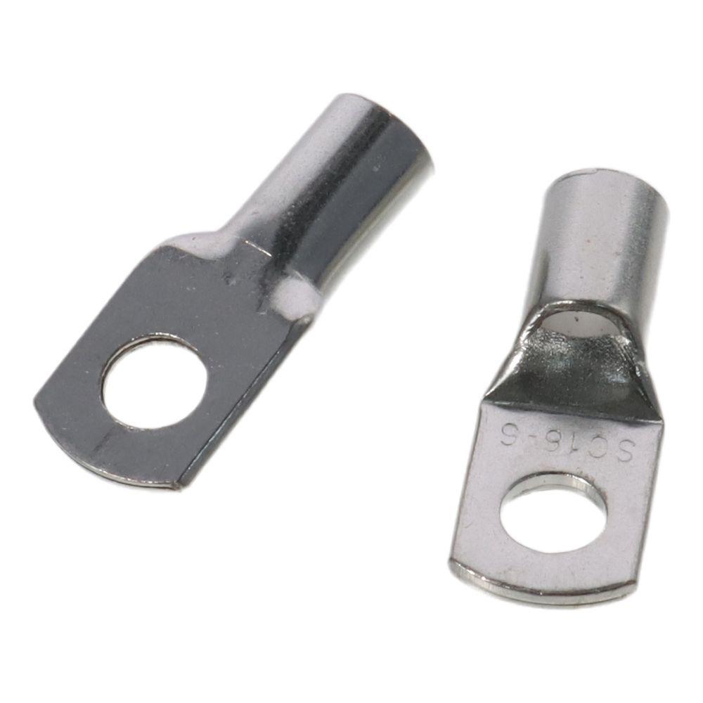 10Pcs 10AWG SC16-6 Copper Wire Lugs Silver Tone Battery Cable Ends Durable Connectors