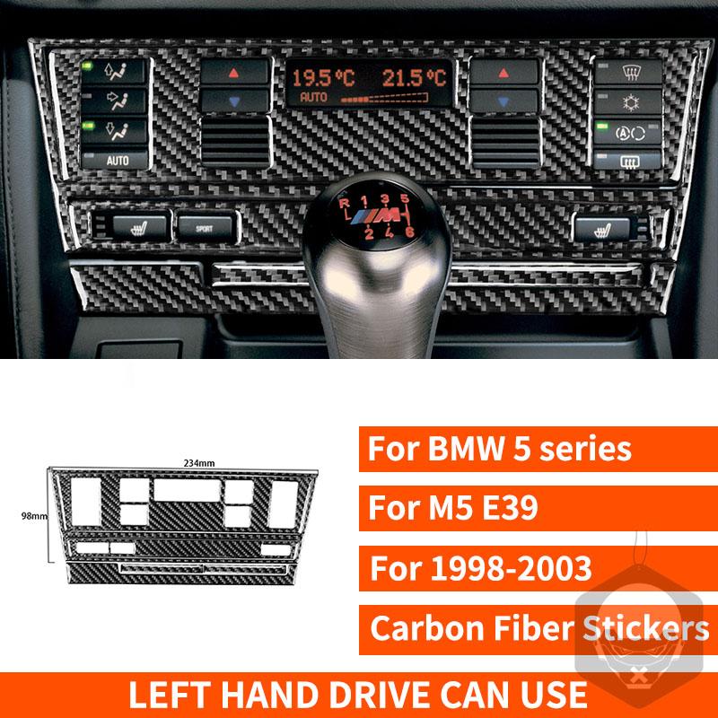 Для BMW 5 серии M5 E39 1998-2003 Наклейка из настоящего углеродного волокна Панель радио, кондиционера, CD, переключения передач, подъема двери Аксессуары для автомобиля ide Декоративные
