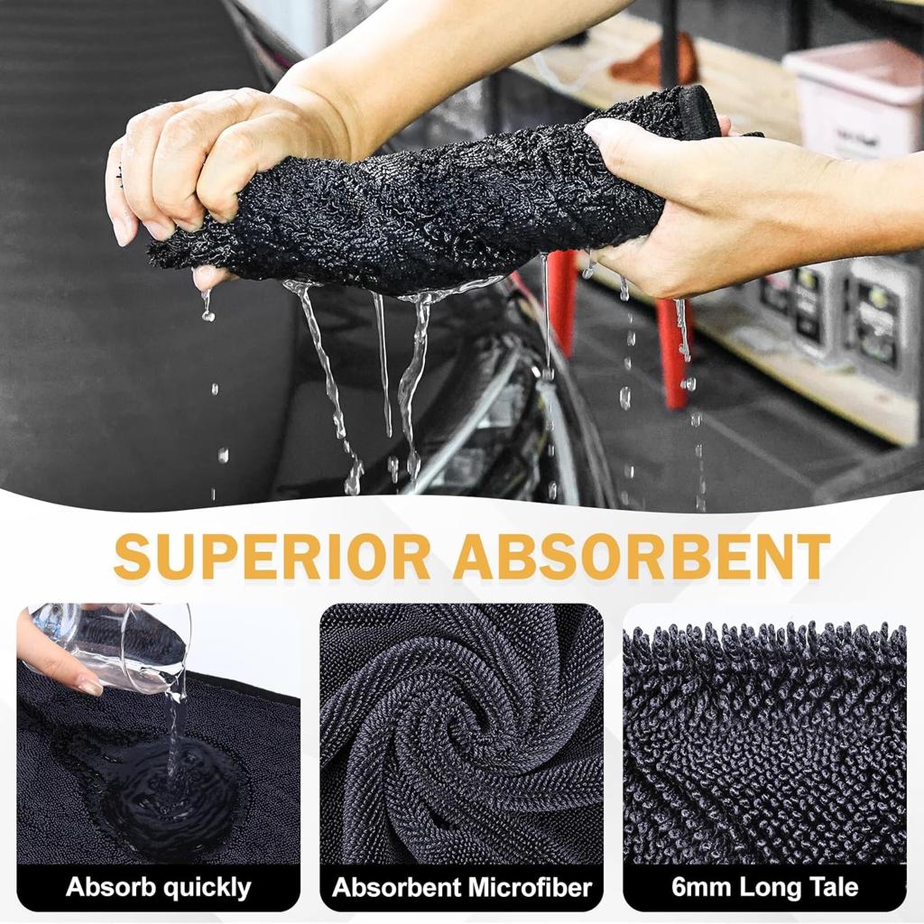 2-Pack Medium Size (23.6" X 15.7") Microfiber Towels, 600GSM Ultra Absorbent Car Drying Towels — Scratch-Free, Streak-Free, Lint-Free, Perfect For