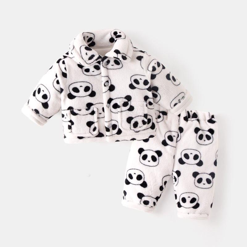 Уютный зимний детский пижамный комплект для малышей Мягкий коралловый флис Толстый теплый наряд