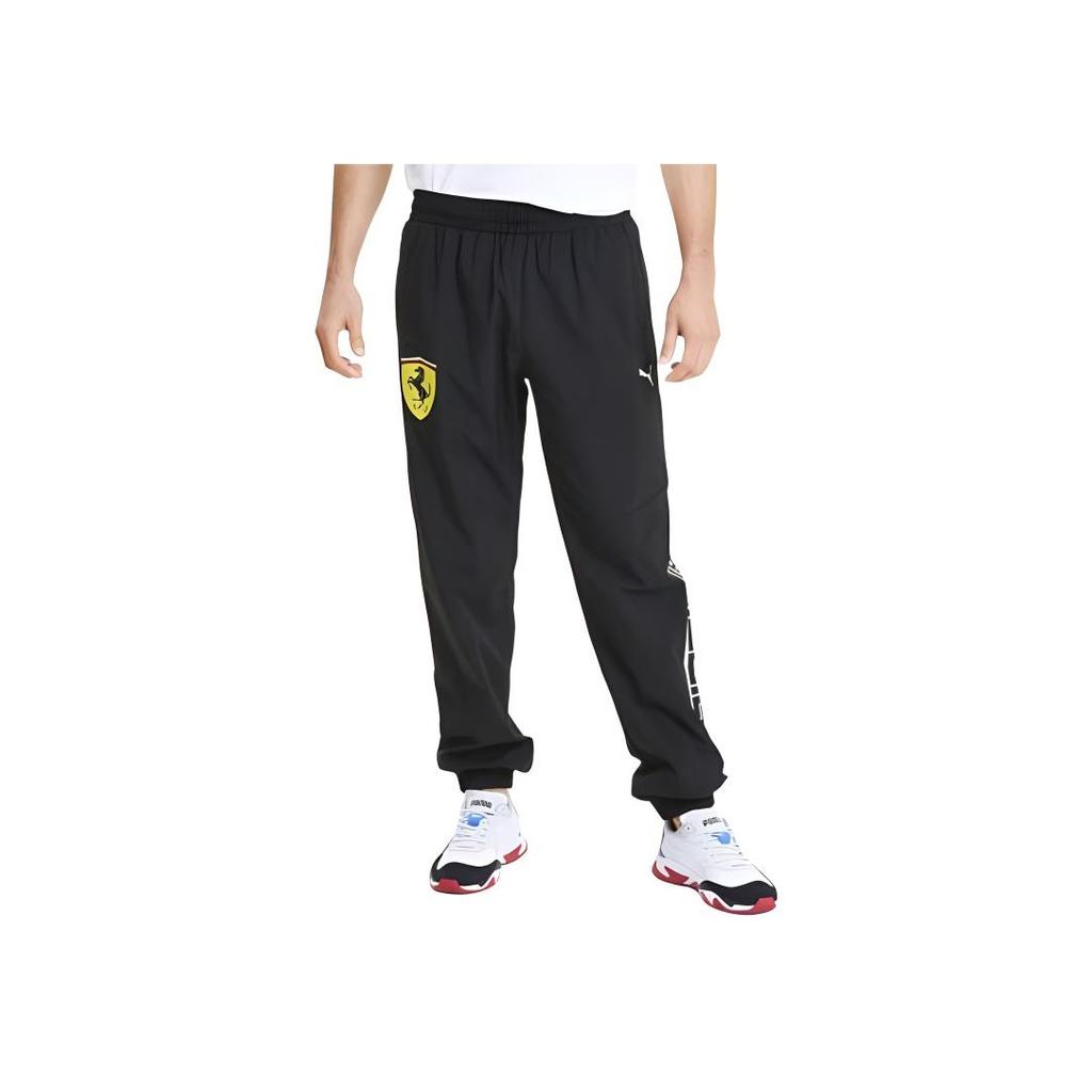 Puma X Логотип Ferrari Прямые брюки с манжетами Повседневные мужские брюки Черный 596138-02