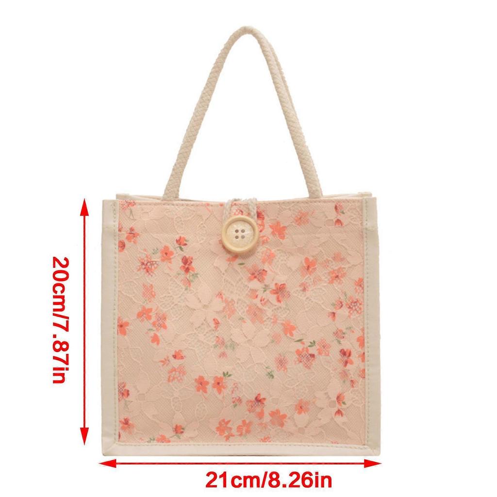 Fashionable Mini Fabric Bag With Sweet Floral Print Top Handle Handbag For Women Great For Casual Or School Use Pink