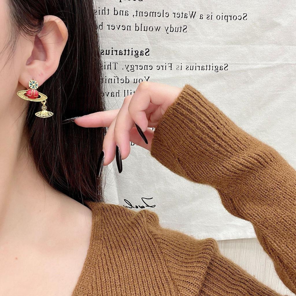 Маленькие ретро-серьги «Сатурн» вдовствующей императрицы с эмалью — уникальные, изысканные, простые, роскошные, в трансграничном стиле.