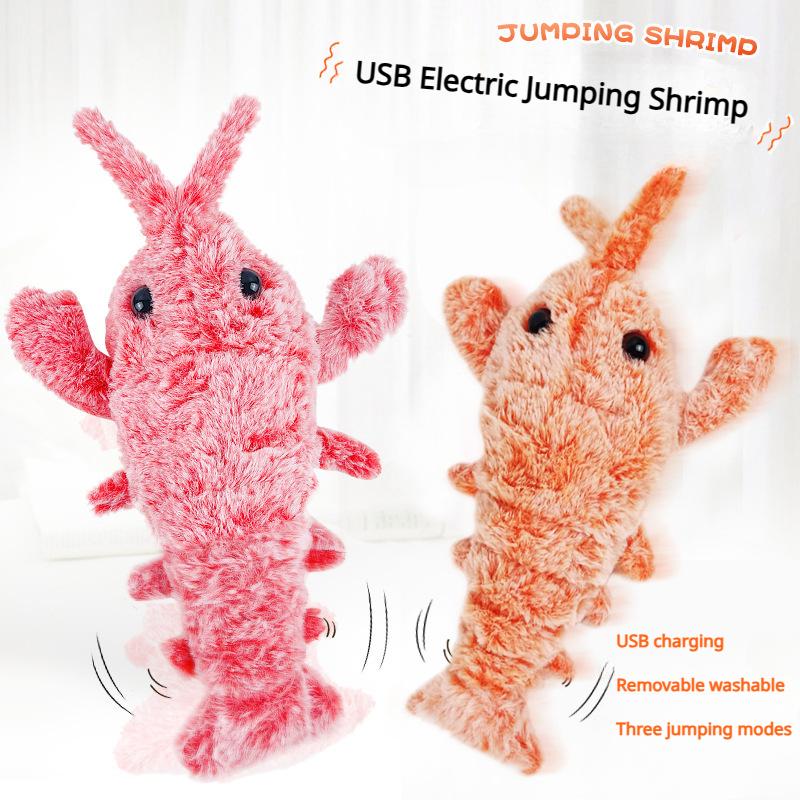 Игрушки для кошек Электрический лобстер USB-перезаряжаемый Симуляция Прыгающая креветка Плюшевый Электрический питомец Дразнилка Кошки Собаки Игрушки Товары для животных