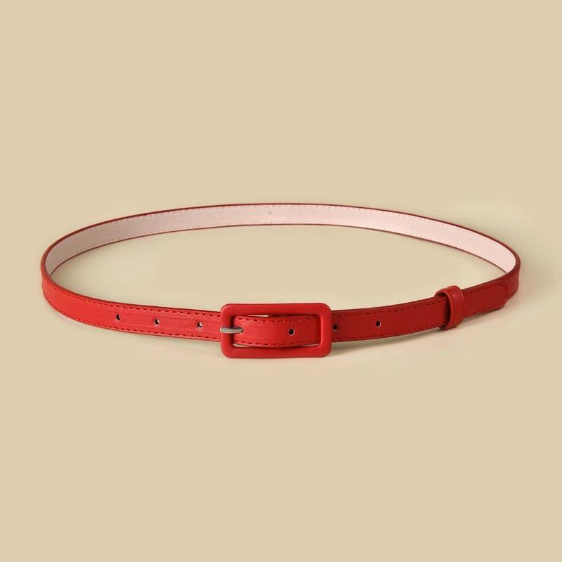 Elastic Women Belts Strap Thin Skinny Ladies Dress Waist Belt Leather Buckle Female Red Belts Thin Ladies Designer Waistband